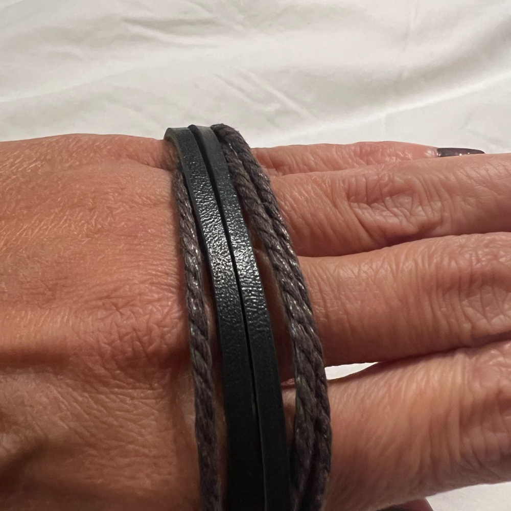 Black and Brown Leather Wrap Bracelet